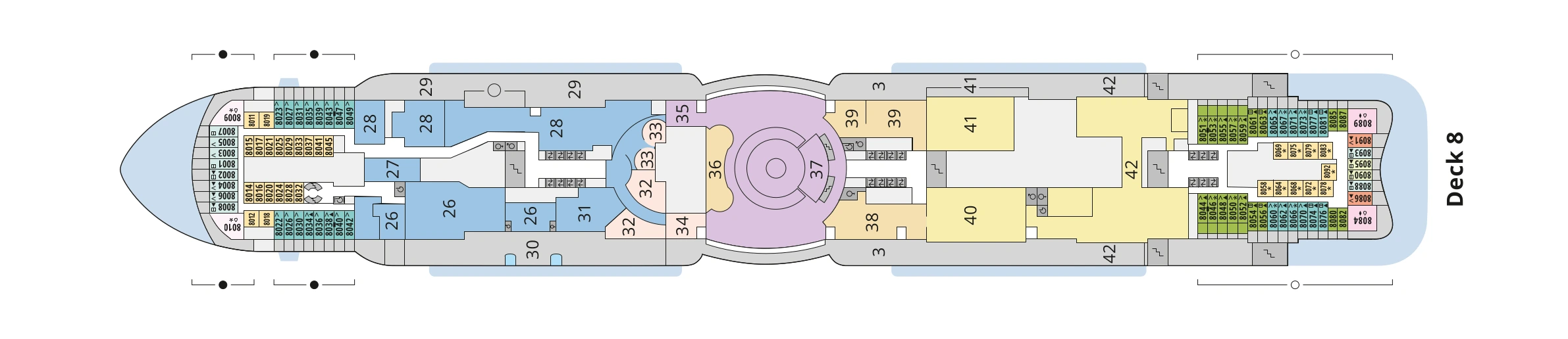 Deckplan von AIDAcosma – Deck 8