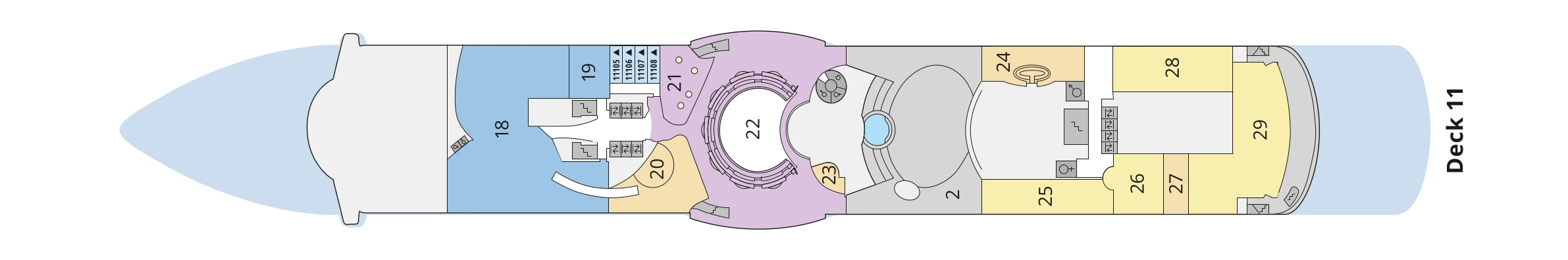 Deckplan von AIDAdiva – Deck 11
