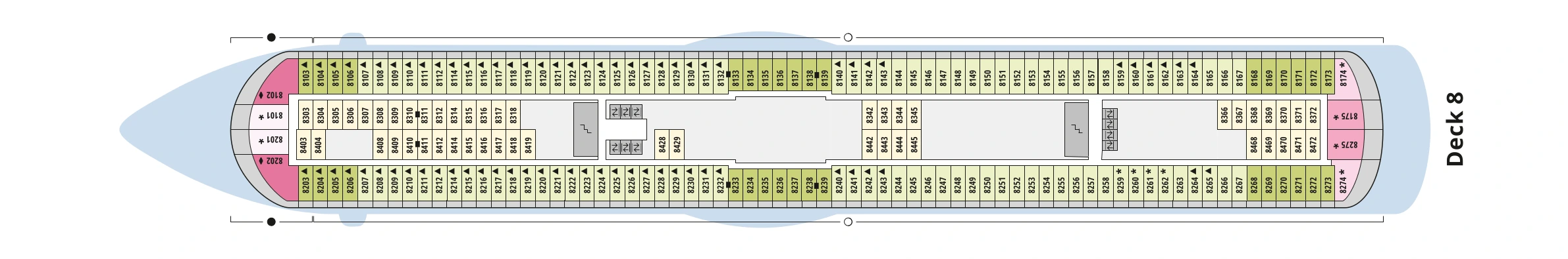 Deckplan von AIDAdiva – Deck 8