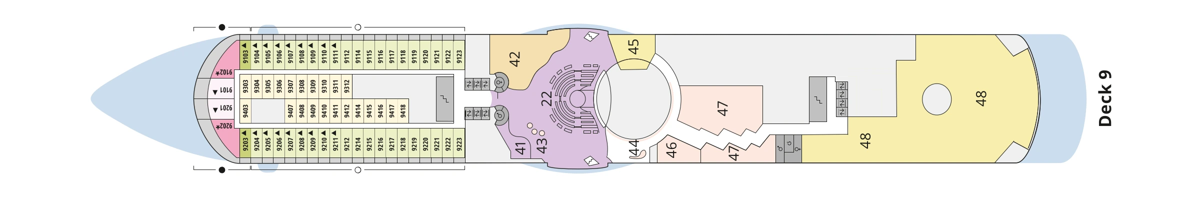 Deckplan von AIDAluna – Deck 9
