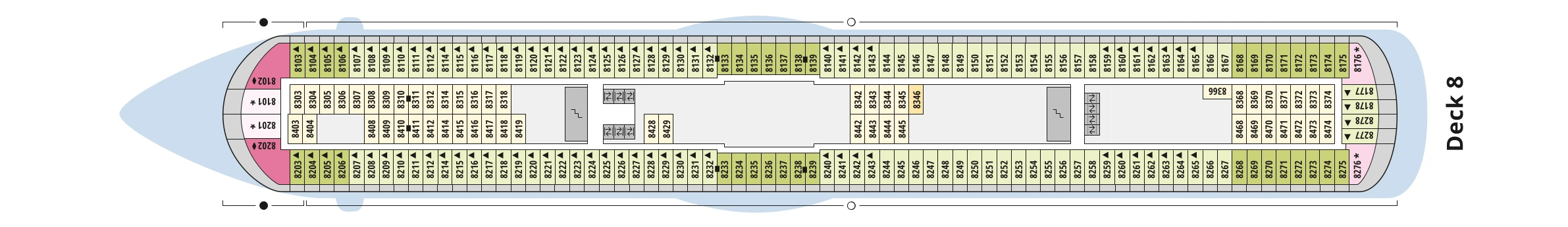Deckplan von AIDAmar – Deck 8