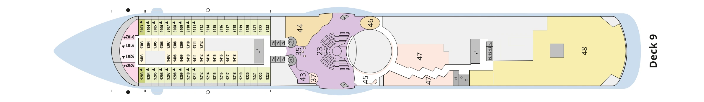 Deckplan von AIDAmar – Deck 9
