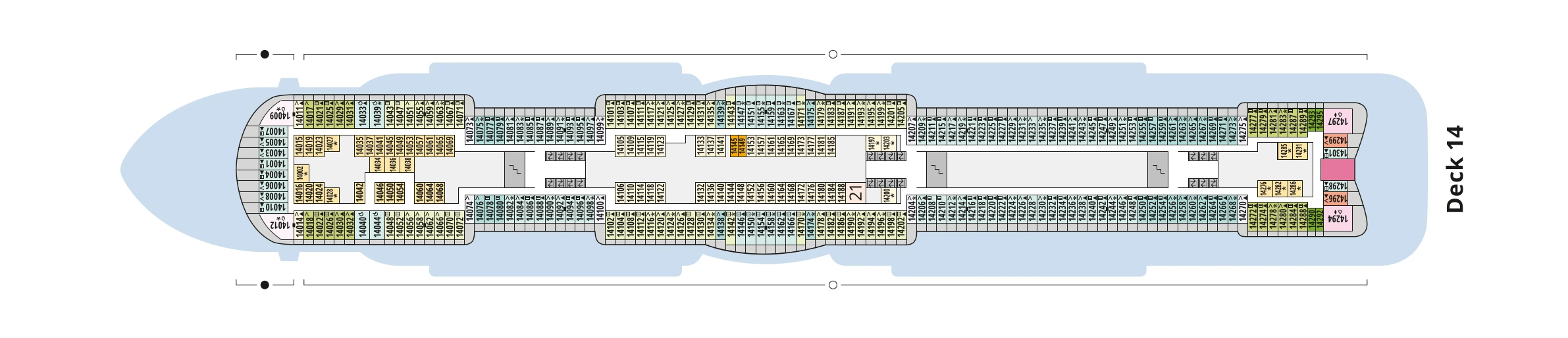 Deckplan von AIDAnova – Deck 14