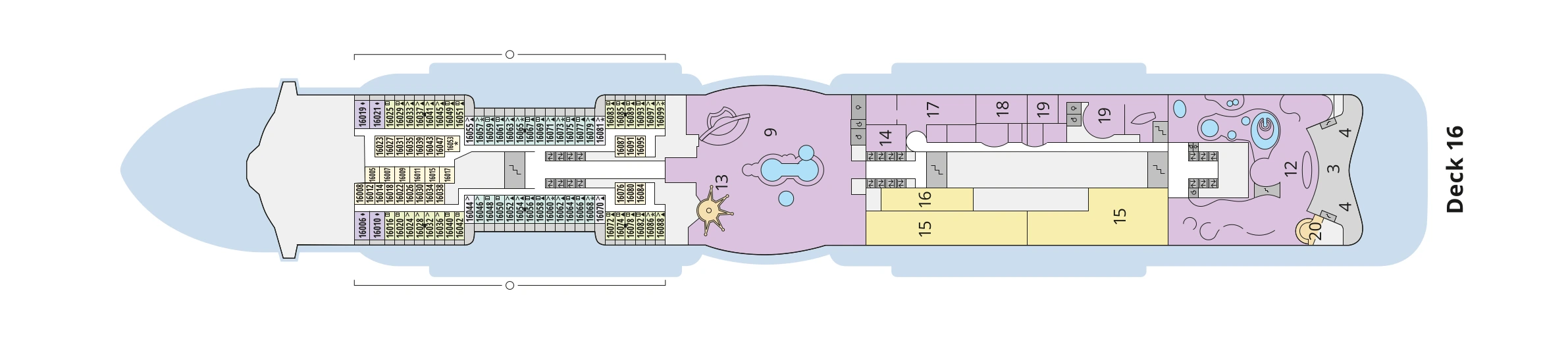 Deckplan von AIDAnova – Deck 16