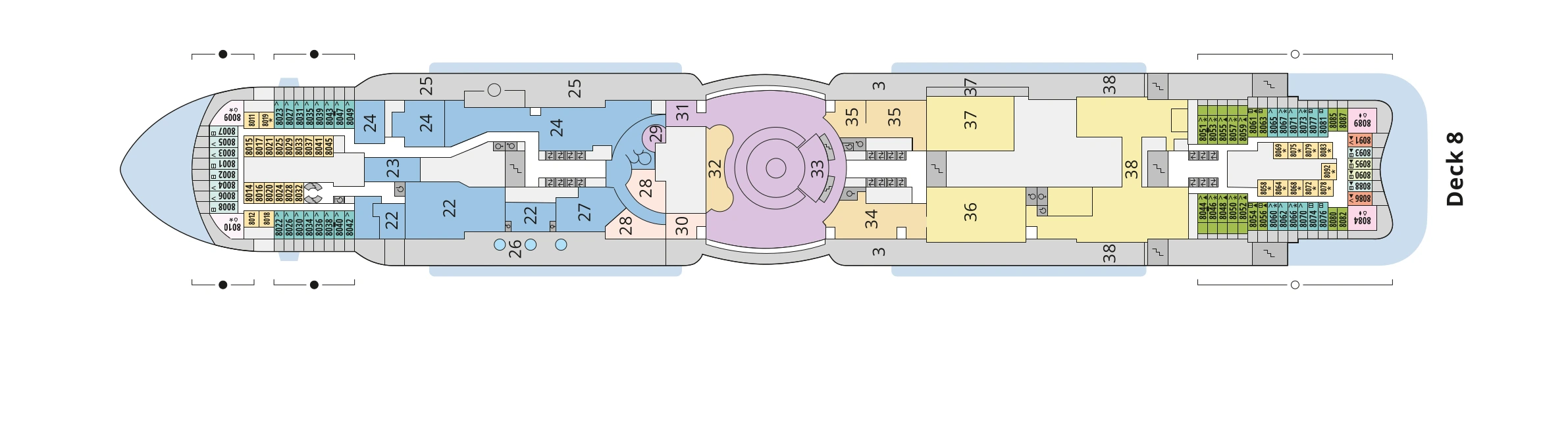 Deckplan von AIDAnova – Deck 8