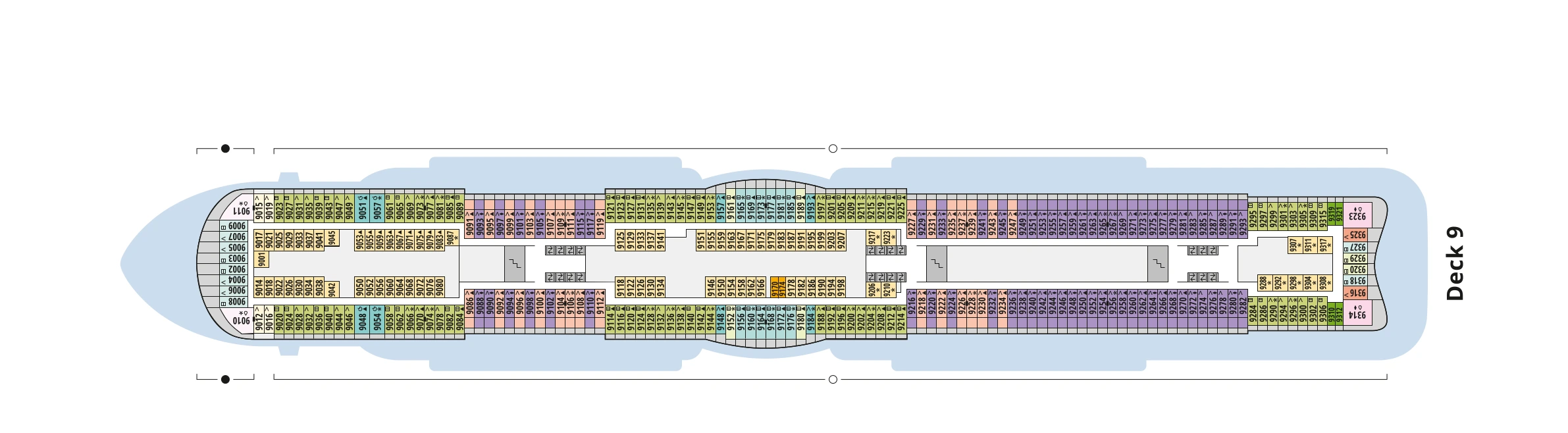 Deckplan von AIDAnova – Deck 9