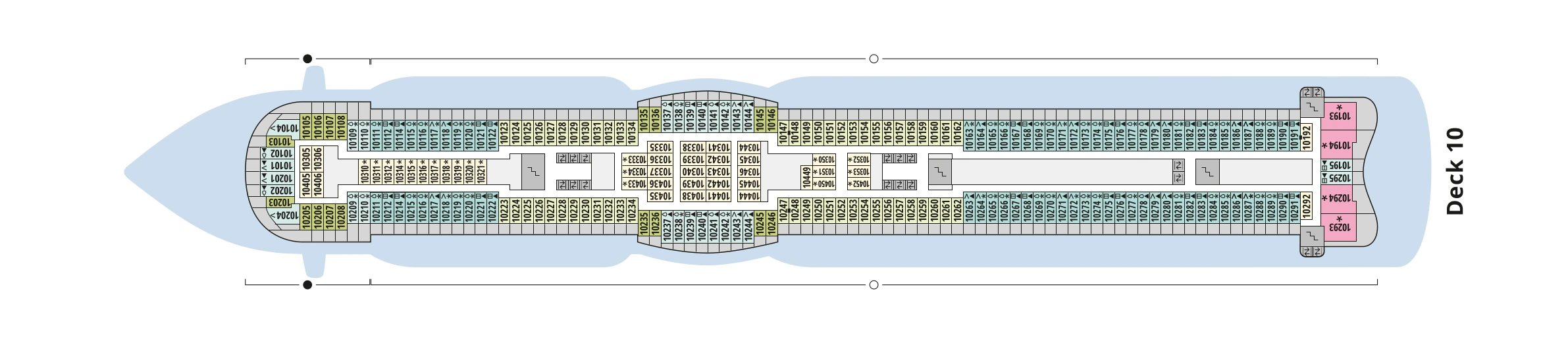 Deckplan von AIDAprima – Deck 10