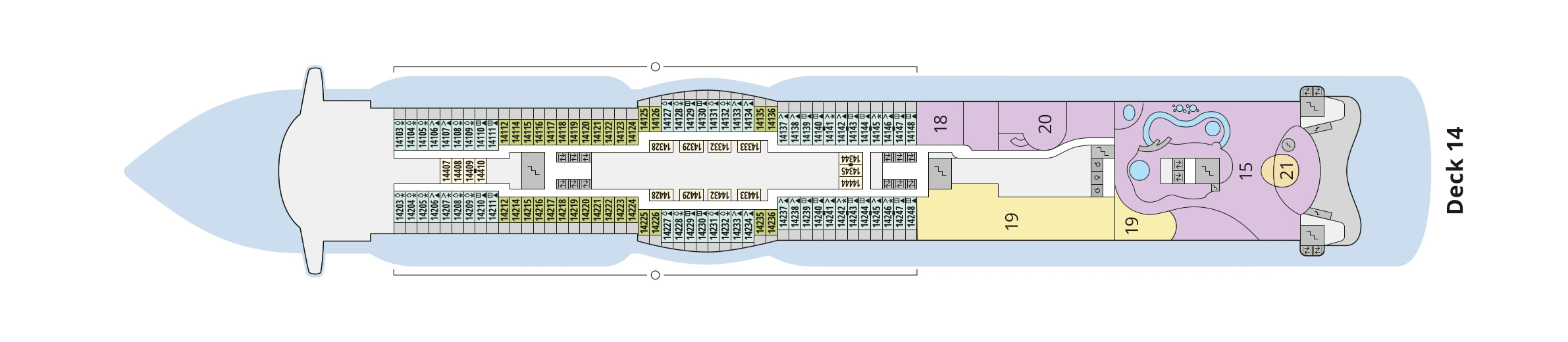 Deckplan von AIDAprima – Deck 14