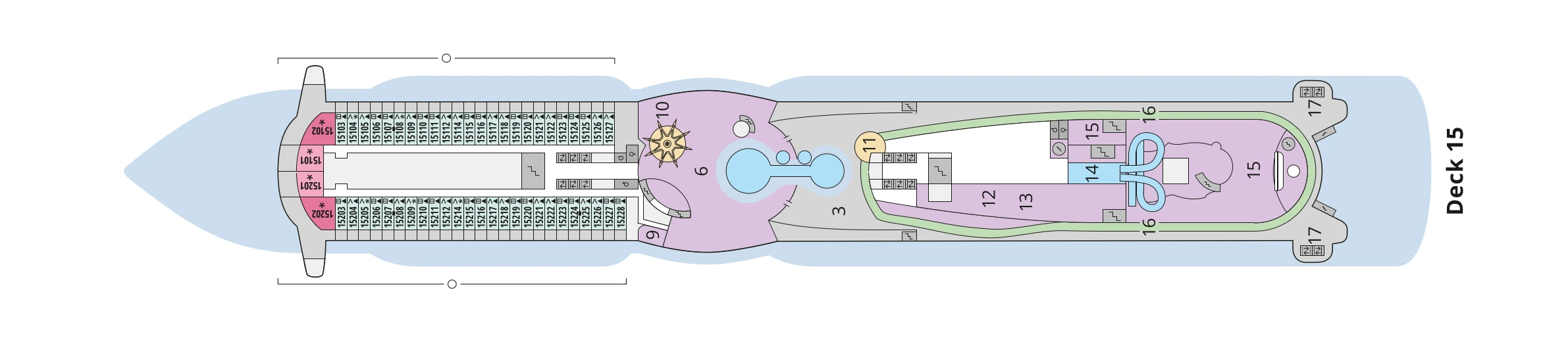 Deckplan von AIDAprima – Deck 15