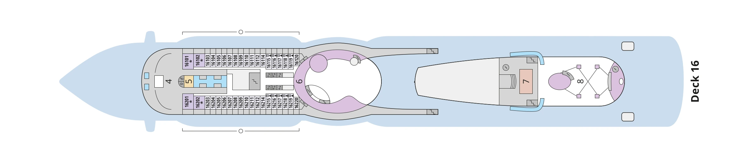 Deckplan von AIDAprima – Deck 16