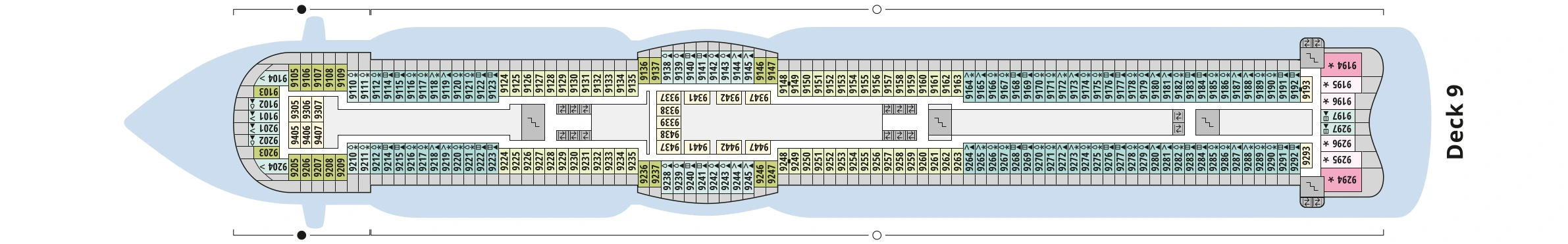Deckplan von AIDAprima – Deck 9